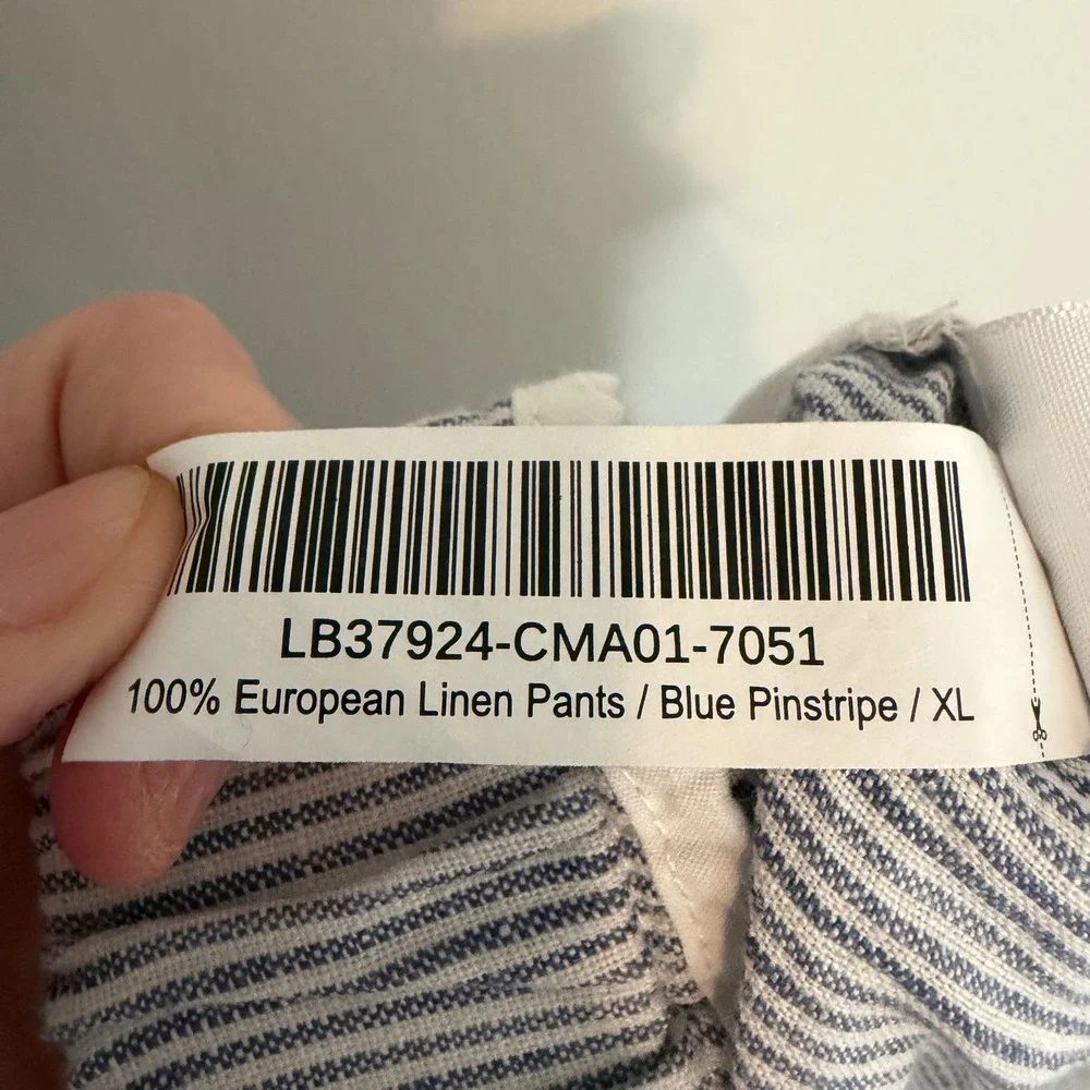 Quince European linen wide leg pants blue pinstripe XL minimalist classic